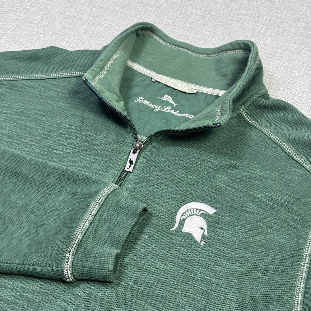 Tommy Bahama Michigan State Spartans 1/4 Zip Sweatshirt Men Large Green Football